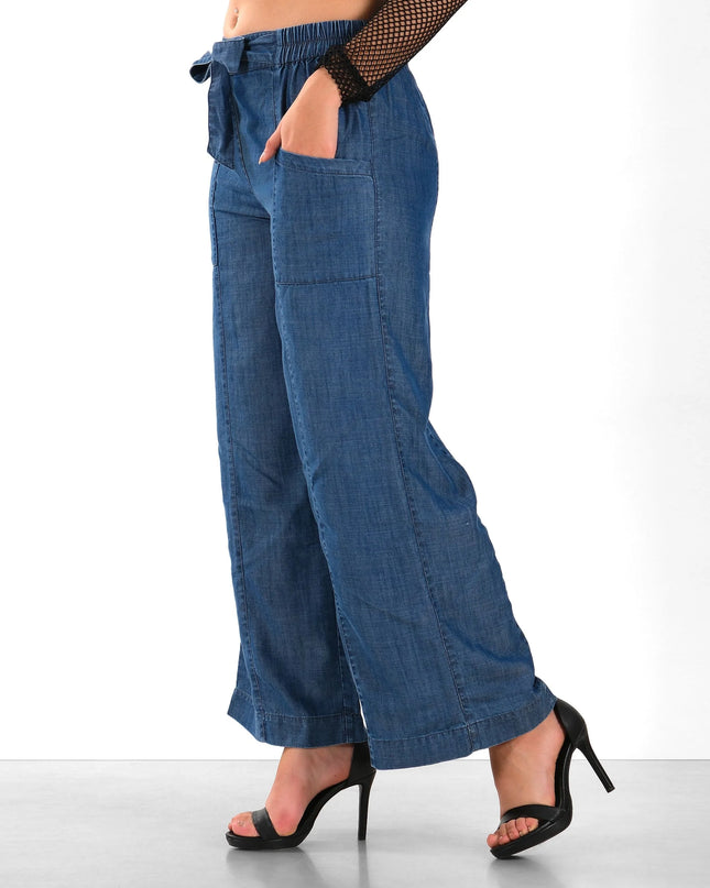 Knotted Front Straight-Fit Cotton Trousers