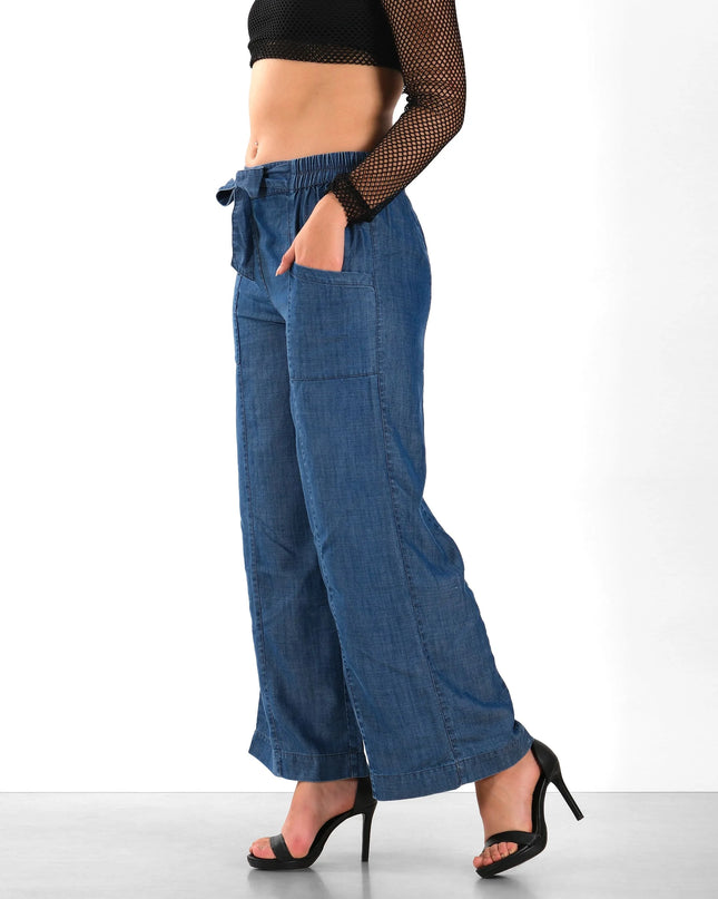 Knotted Front Straight-Fit Cotton Trousers