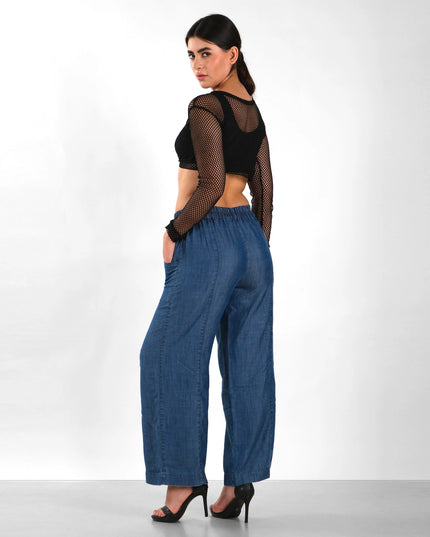 Knotted Front Straight-Fit Cotton Trousers