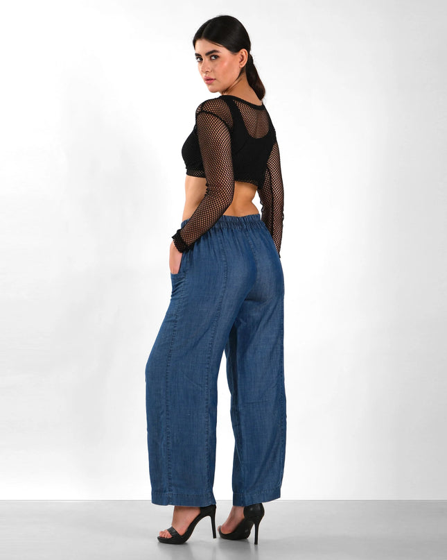 Knotted Front Straight-Fit Cotton Trousers