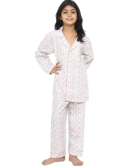 Floral Printed Cotton Girls Nightwear