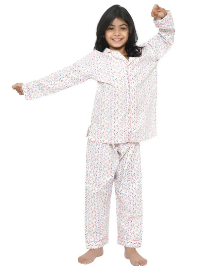 Floral Printed Cotton Girls Nightwear