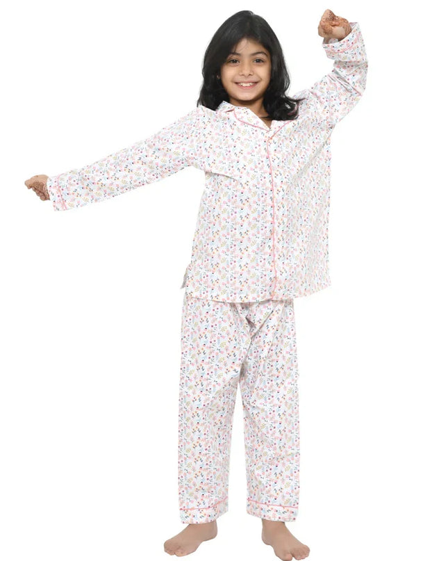 Floral Printed Cotton Girls Nightwear