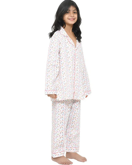 Floral Printed Cotton Girls Nightwear