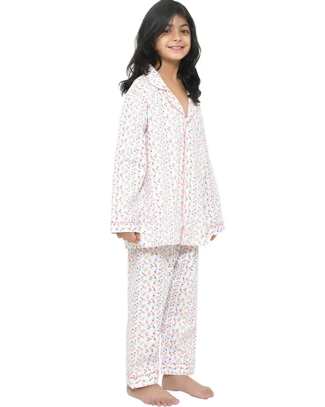 Floral Printed Cotton Girls Nightwear