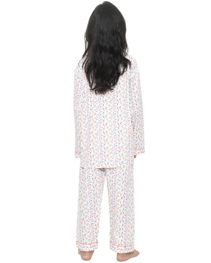 Floral Printed Cotton Girls Nightwear