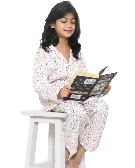 Floral Printed Cotton Girls Nightwear