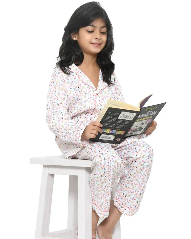 Floral Printed Cotton Girls Nightwear