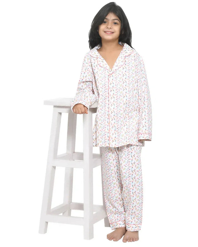 Floral Printed Cotton Girls Nightwear