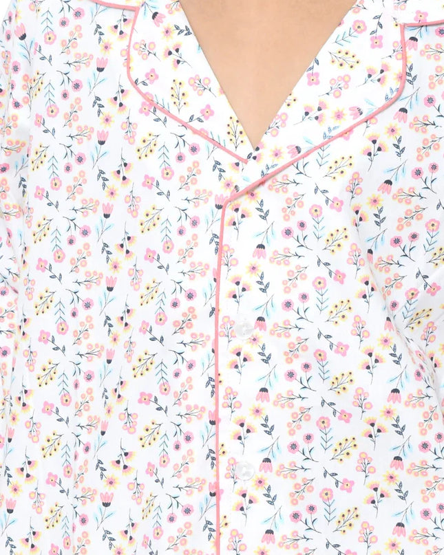 Floral Printed Cotton Girls Nightwear