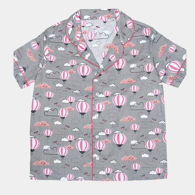 Hot Air Balloon Printed Cotton Girls Nightwear