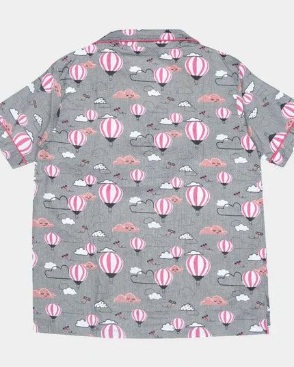 Hot Air Balloon Printed Cotton Girls Nightwear