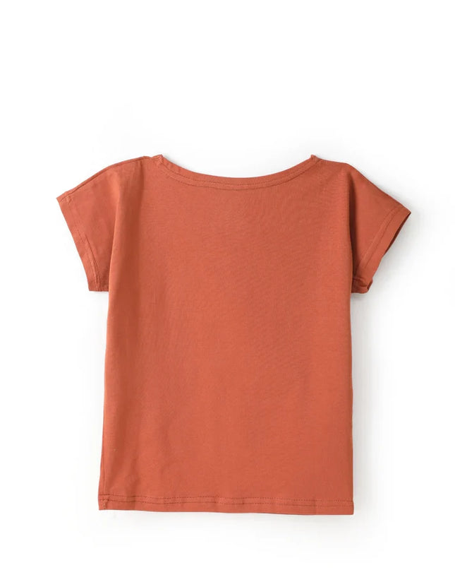 Brown Solid Premium Cotton T-Shirt & Shorts Set with pockets for Girls