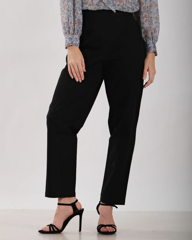 Stretch-Fit Cotton Trousers with Tapered Leg