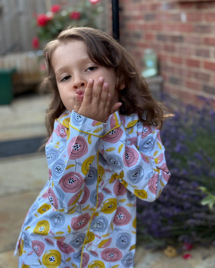 Multicolor Premium Cotton Full Sleeves Floral Printed Collar Style Nightsuit for Girls