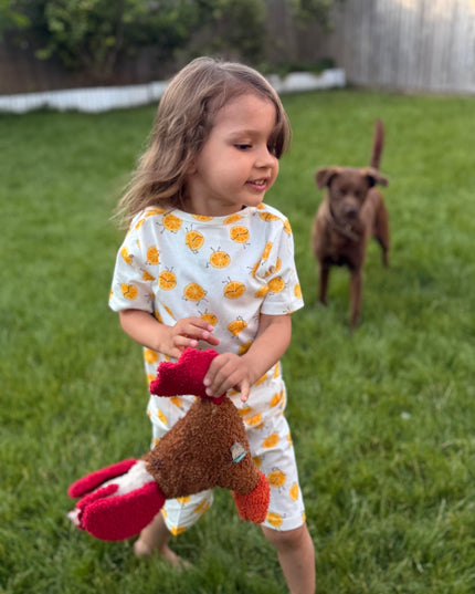 White Lemon Printed Cotton Co-ord Set for Girls