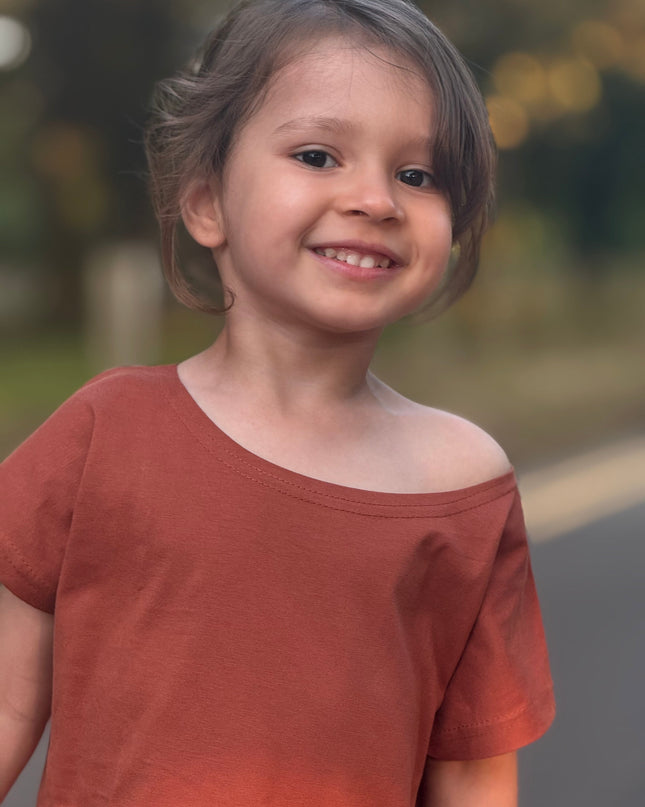 Brown Solid Premium Cotton T-Shirt & Shorts Set with pockets for Girls