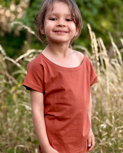 Brown Solid Premium Cotton T-Shirt & Shorts Set with pockets for Girls