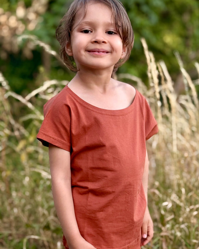 Brown Solid Premium Cotton T-Shirt & Shorts Set with pockets for Girls