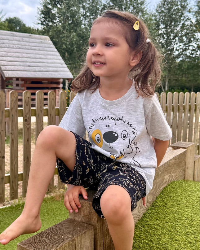 Navy Blue & Grey Puppy Printed Premium Cotton T-Shirt & Shorts Set for Boys & Girls