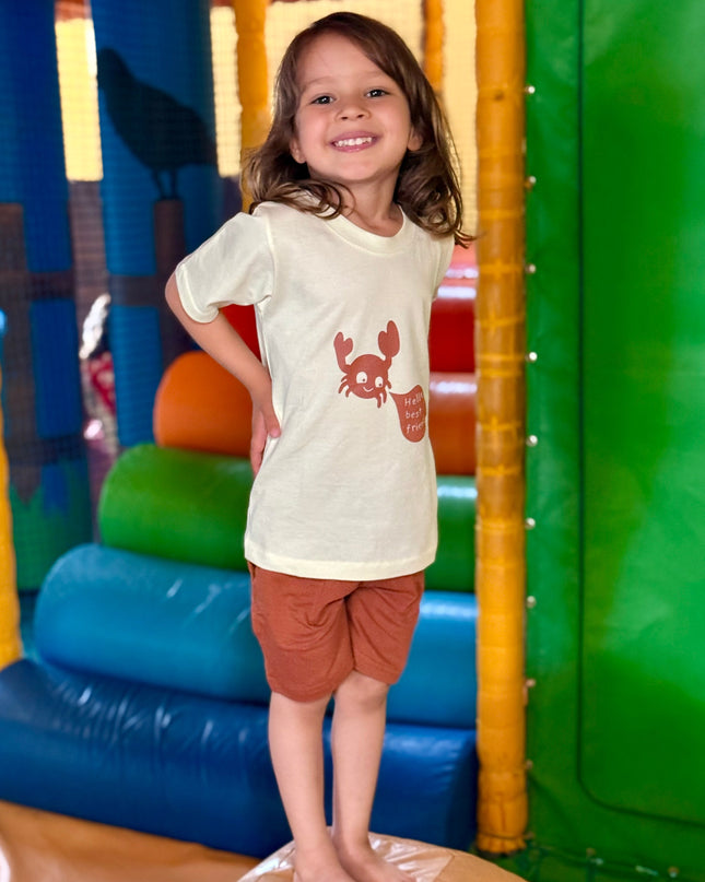 Brown & Off white Typographic Printed Premium Cotton T-Shirt & Shorts Set for Boys & Girls