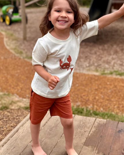 Brown & Off white Typographic Printed Premium Cotton T-Shirt & Shorts Set for Boys & Girls