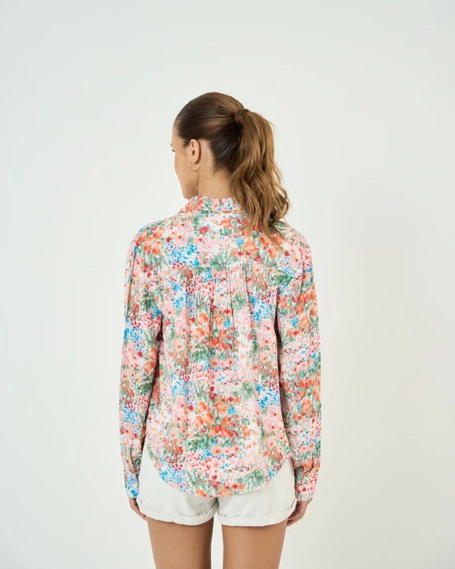 Ditsy Floral Poplin Shirt Dress with a Feminine Fit