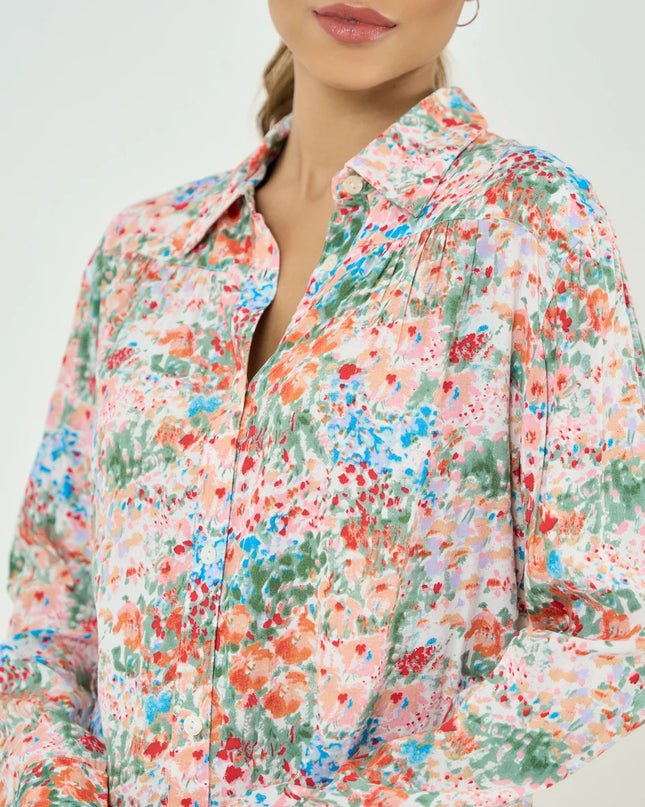 Ditsy Floral Poplin Shirt Dress with a Feminine Fit