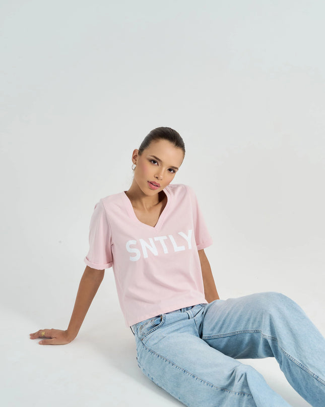 Pink Cotton Tee with Fun Graphic Detailing
