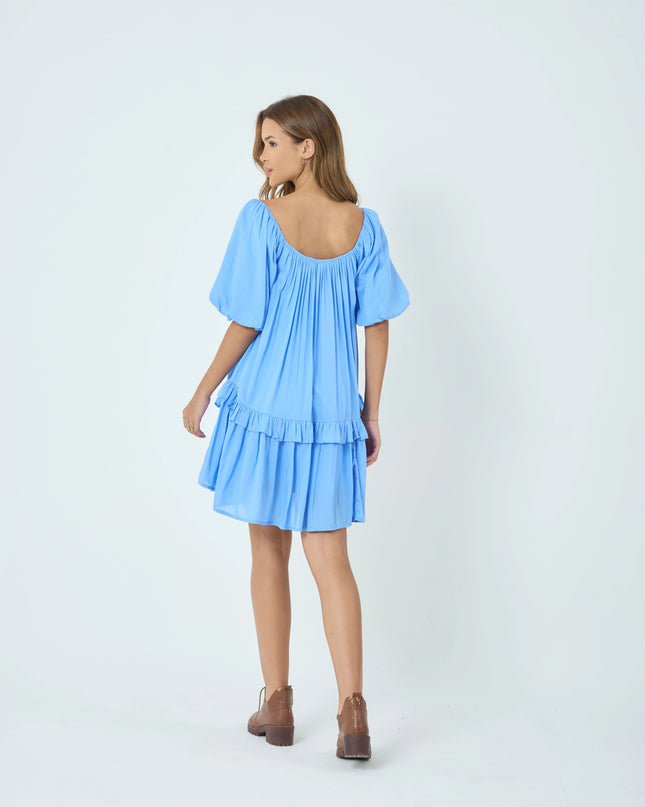 Soft Frilled Mini Dress in Cotton Viscose