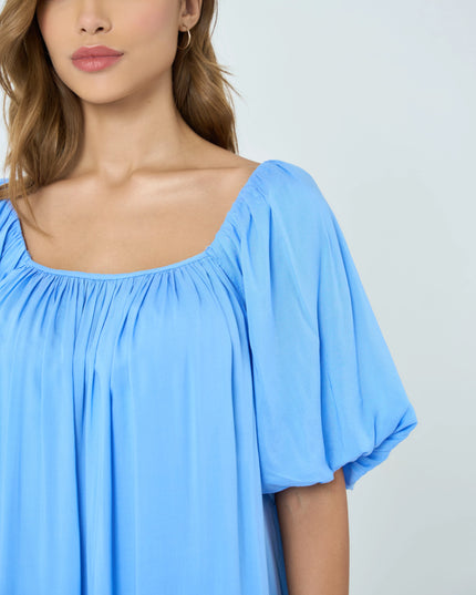 Soft Frilled Mini Dress in Cotton Viscose