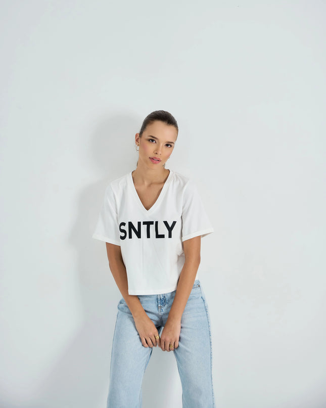 Casual Printed Tee in Soft Cotton Elastane