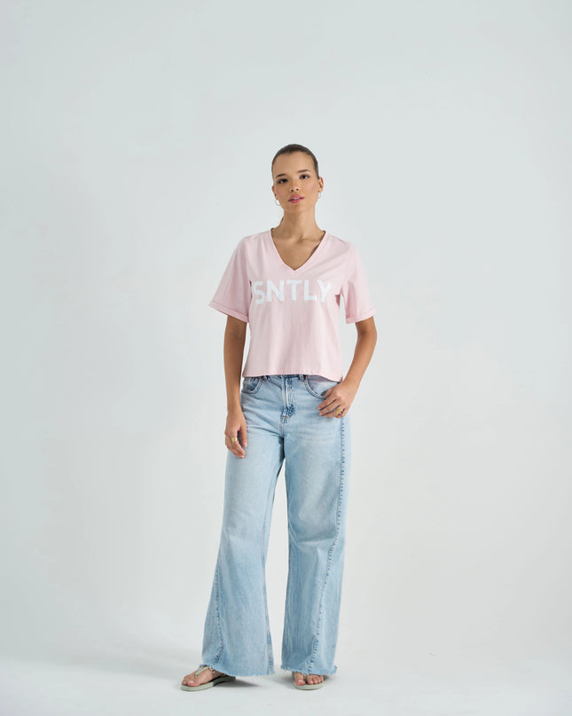Pink Cotton Tee with Fun Graphic Detailing