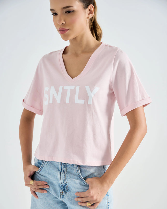 Pink Cotton Tee with Fun Graphic Detailing
